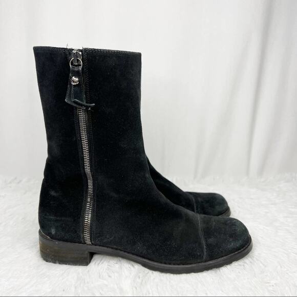 STUART WEITZMAN / Duluth black suede leopard fold over boots / 7.5 - Picture 5 of 9